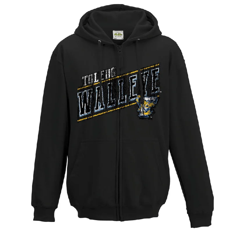 Toledo Walleye Broface Full Zip Hooded Sweatshirt Hoodie with Hem Embroidery Detailed Premium