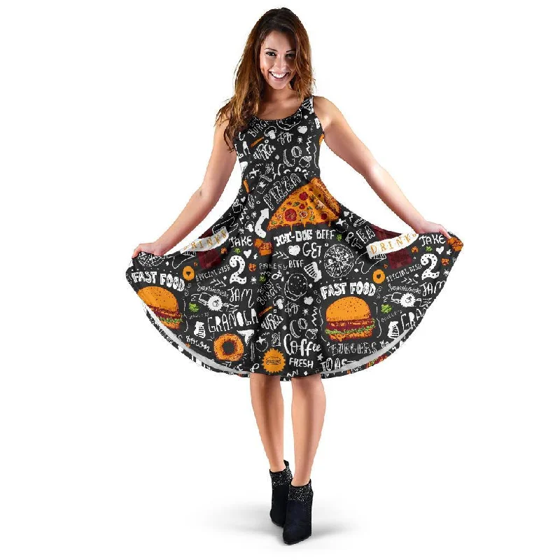Fastfood Print Pattern Dress Tunics Denim casual