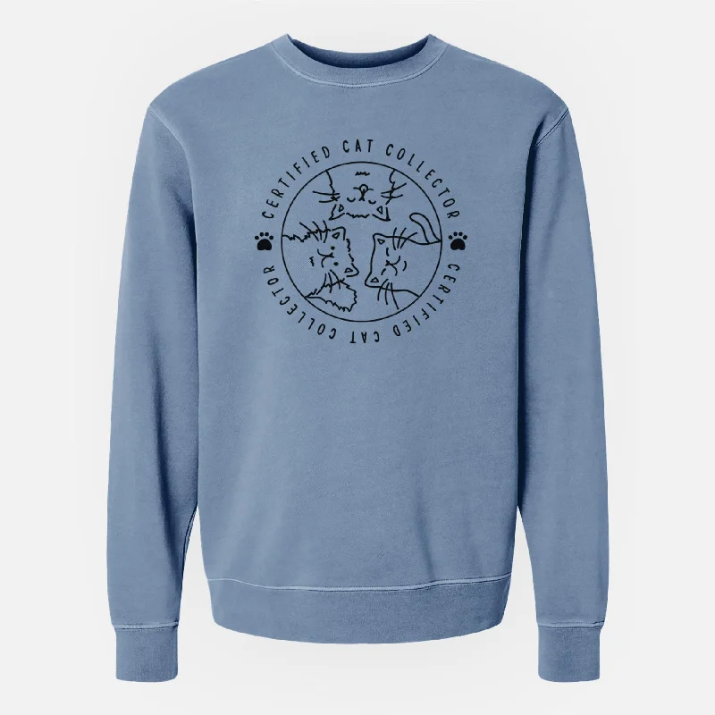 Certified Cat Collector - Unisex Pigment Dyed Crew Sweatshirt Hoodie with Pastel Soft Subtle