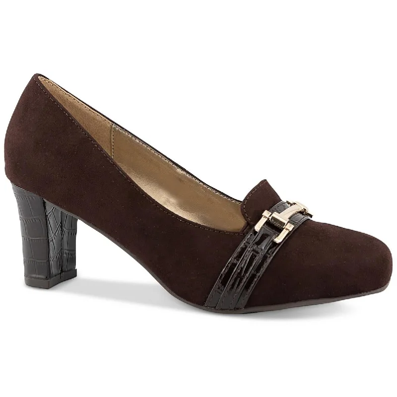 Karen Scott Womens Penzey Faux Suede Patent Trim Dress Pumps Tunics Fashionable trendy