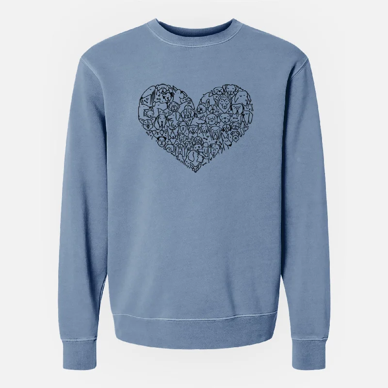 Heart Full of Dogs - Unisex Pigment Dyed Crew Sweatshirt Hoodie with Contrast Stitching Detailed Premium