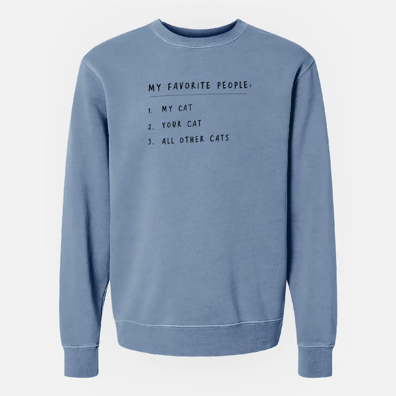 My Favorite People: Cats - Unisex Pigment Dyed Crew Sweatshirt Hoodie with Fur Luxurious Winter