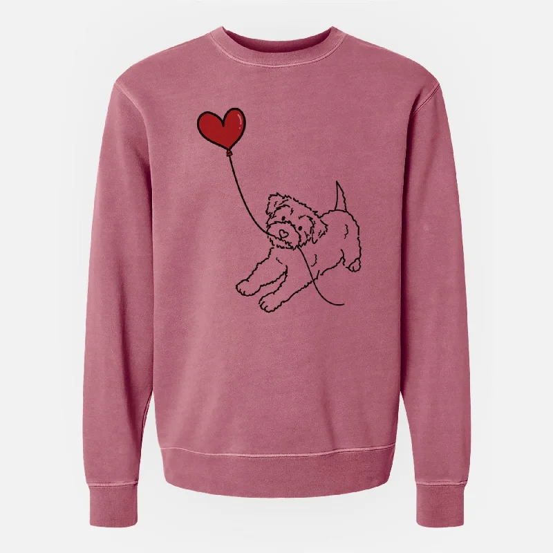Yorkiepoo Heart String - Unisex Pigment Dyed Crew Sweatshirt Hoodie with Stripes Bold Sporty