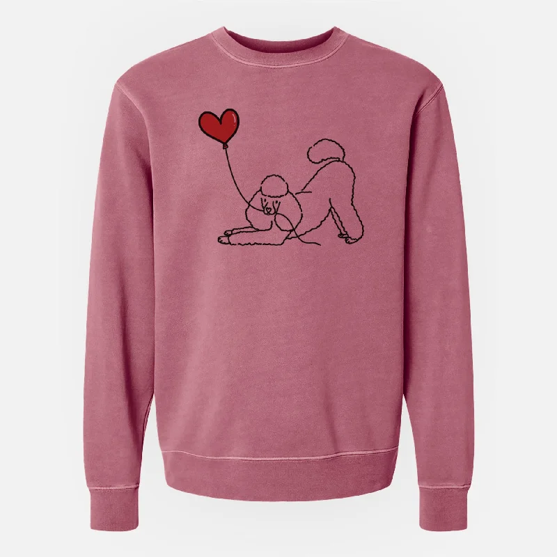 Mini Poodle Heart String - Unisex Pigment Dyed Crew Sweatshirt Hoodie with Drawstring Waist Adjustable Fitted