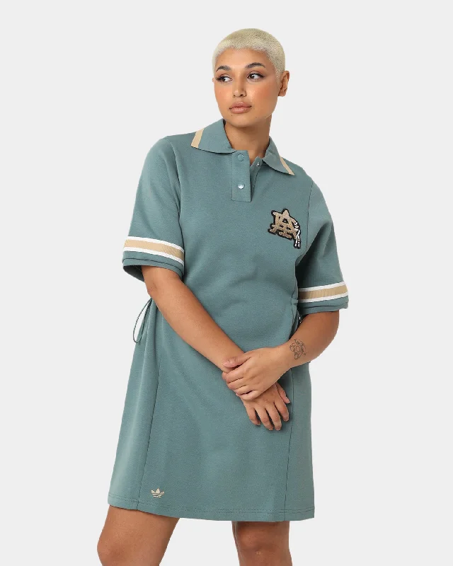 Adidas Women's Modern Collegiate Polo Dress Hazy Emerald Turtleneck Warm Winter