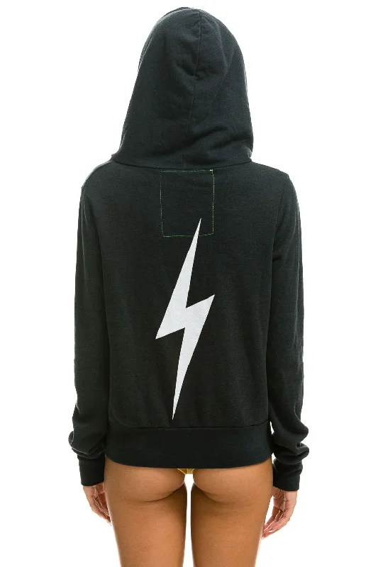 BOLT HOODIE - CHARCOAL Hoodie with Hem Drawcord Adjustable Customizable