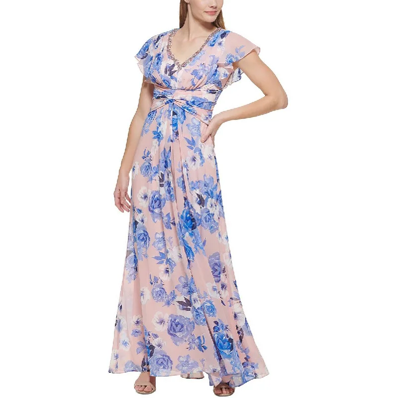 Eliza J Womens Floral Maxi Evening Dress Tunics Distressed trendy