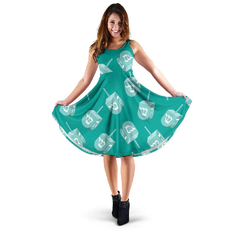 Dreidel Pattern Print Dress sweetheart Neckline Romantic