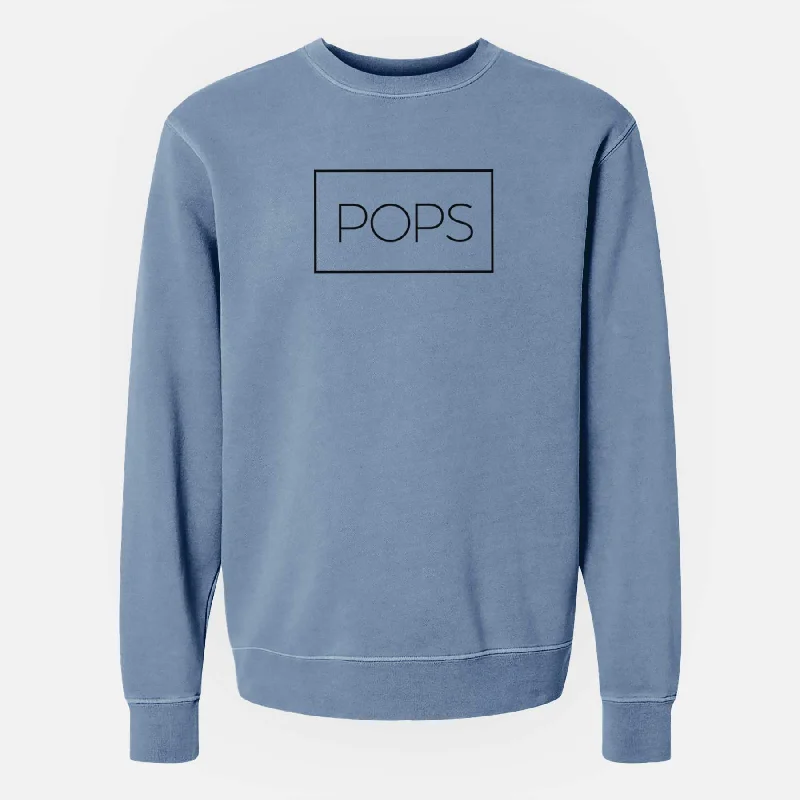 Pops Boxed 1 line - Unisex Pigment Dyed Crew Sweatshirt Hoodie with Hood Adjustable Protection
