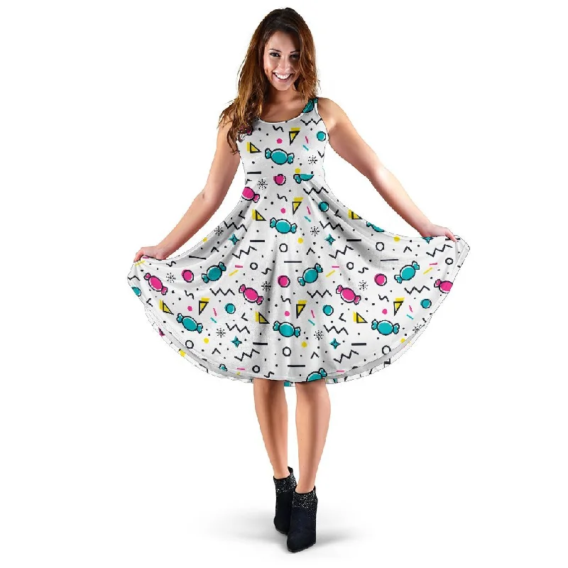 Candy Print Pattern Dress Tunics Gym athletic
