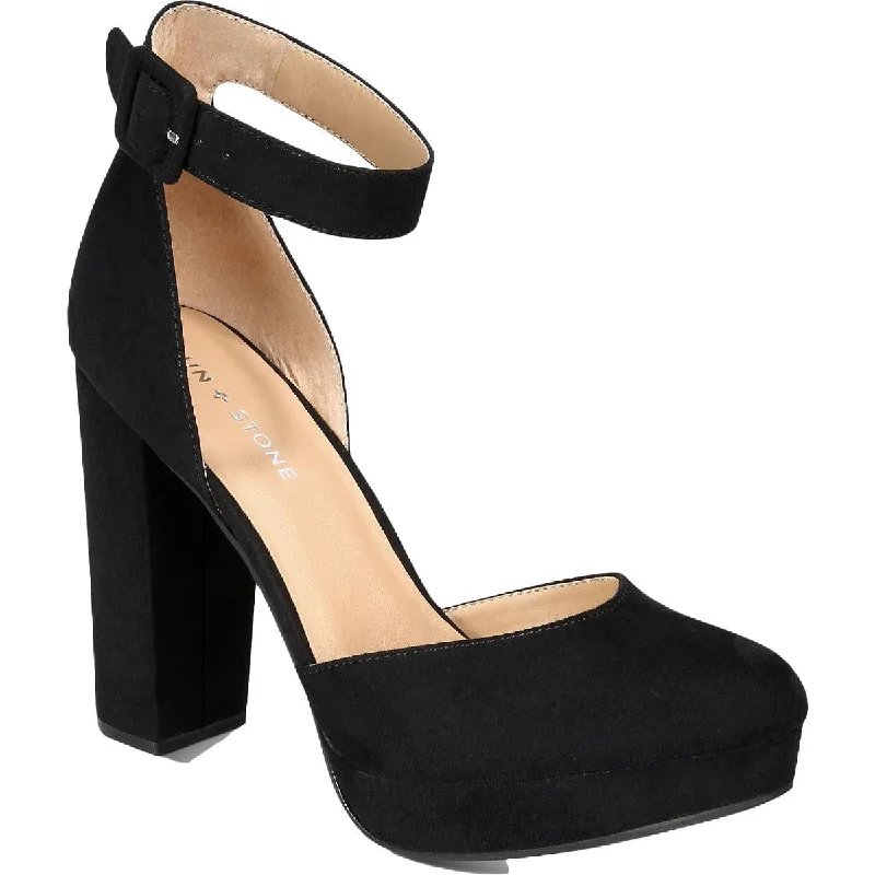 Sun + Stone Womens Estrella Microsuede Ankle Strap Dress Heels Maxi Flowy Bohemian