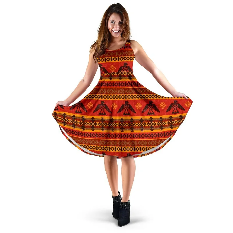 Eagle Native American Pattern Print Dress A-Line Day Work
