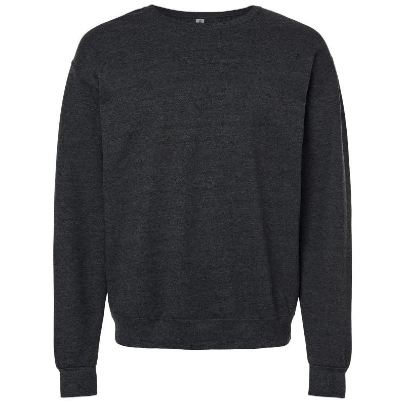 Jerzees Unisex Black Ink Heather Ultimate CVC Crewneck Sweatshirt Hoodie with Elastic Cuffs Stretchable Comfortable