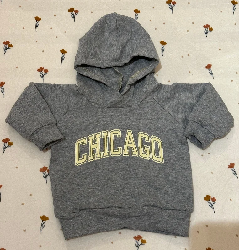 Grey Chicago Hoodie Hoodie with Ribbed Cuffs Snug Fit Comfort