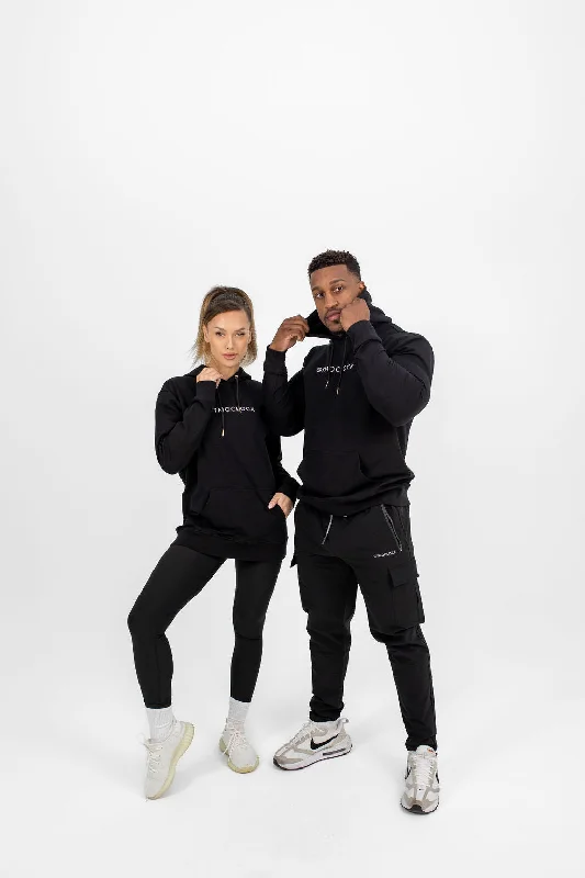 Tempo Unisex Hoodie Hoodie with Exposed Zipper Edgy Industrial