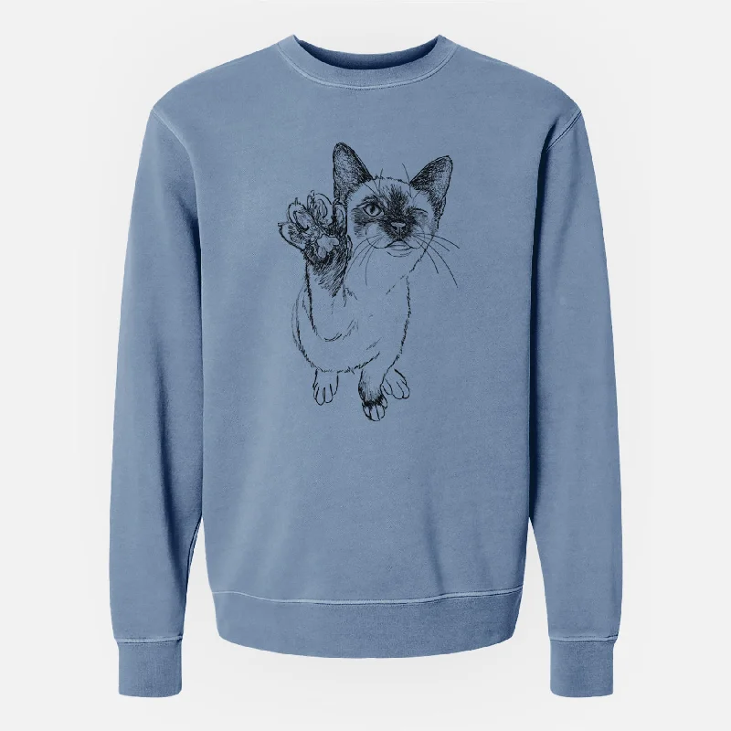 Doodled Hoggle the Siamese Cat - Unisex Pigment Dyed Crew Sweatshirt Hoodie with Ribbed Neckline Snug Warm