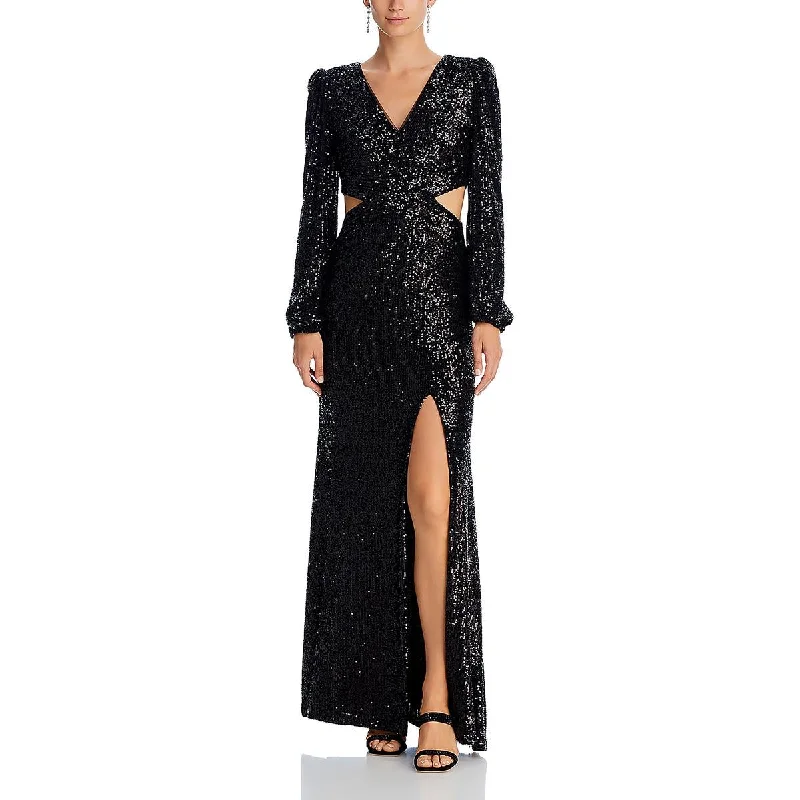Aqua Womens Mesh Sequined Evening Dress Tunics Versatile all-occasion