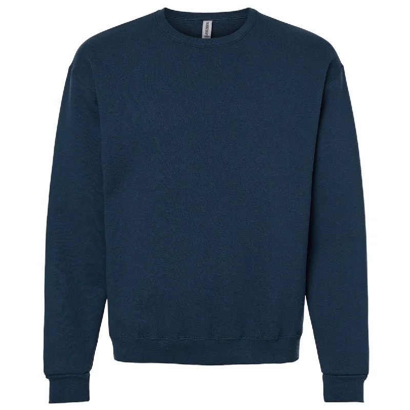 Jerzees Unisex Washed Navy Rugged Crewneck Sweatshirt Hoodie with Raw Hem Edgy Unfinished