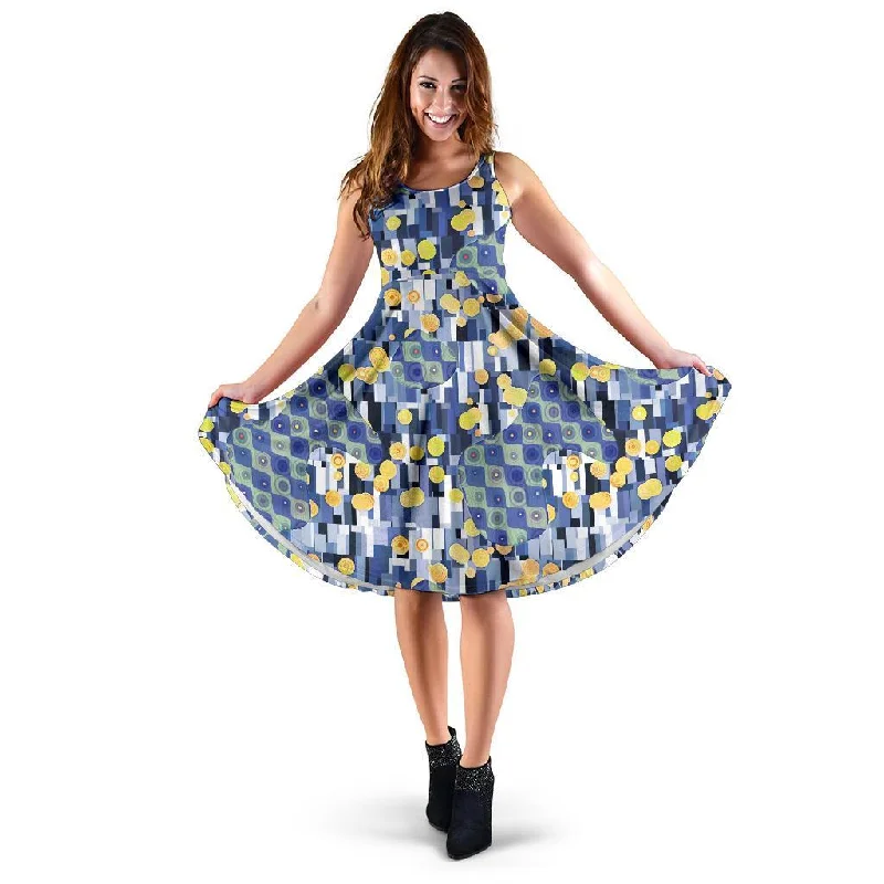 Klimt Pattern Print Dress Off-the-shoulder Chic Trendy