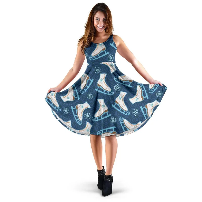 Ice Skate Pattern Print Dress Tunics Chinos classic