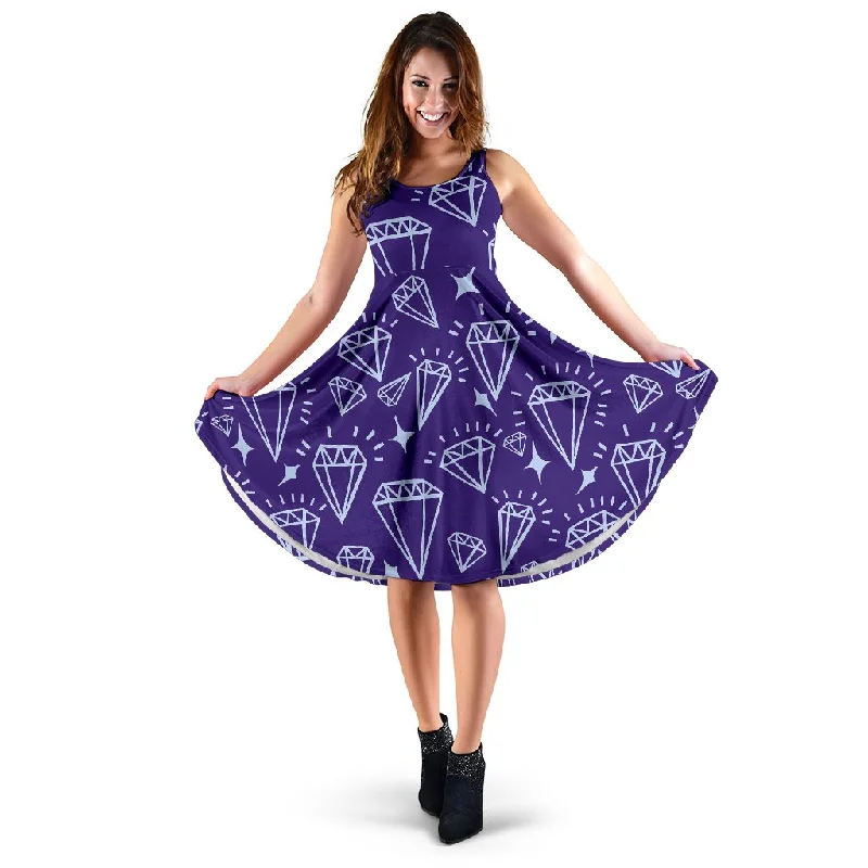 Diamond Purple Print Pattern Dress Tunics Distressed trendy