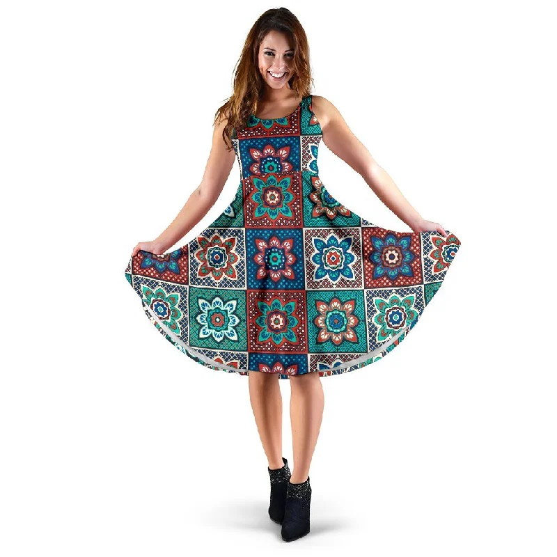 Colorful Mosaic Print Pattern Dress Tunics Sophisticated sleek