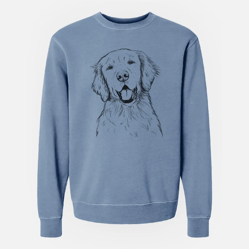 Bare Wallace the Golden Retriever - Unisex Pigment Dyed Crew Sweatshirt Hoodie with Hem Fringe Bohemian Relaxed