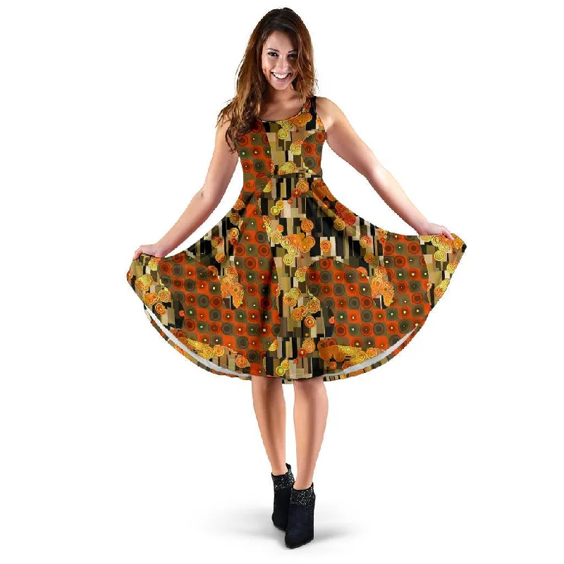 Klimt Print Pattern Dress empire Waist empire