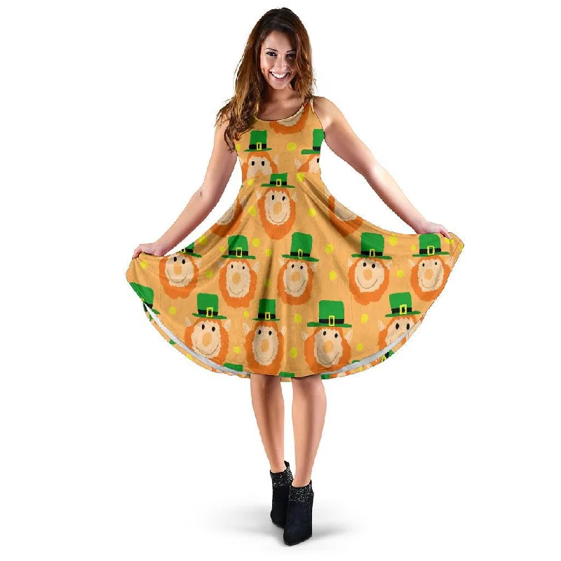 Leprechaun St Patrick's Day Pattern Print Dress Casual Short Summer