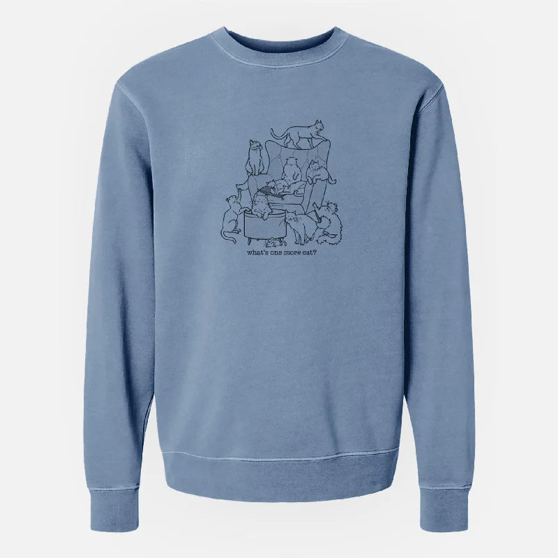 What's One More Cat? - Unisex Pigment Dyed Crew Sweatshirt Hoodie with Oversized Fit Loose Comfortable