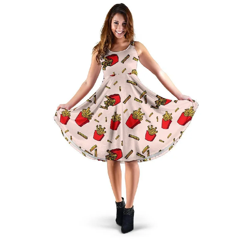 French Fries Pattern Print Dress Tunics Print Colorful