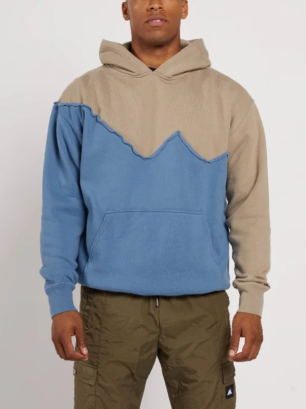 Mountain Hoodie - Khaki/ Dust Blue Hoodie with Stripes Bold Sporty