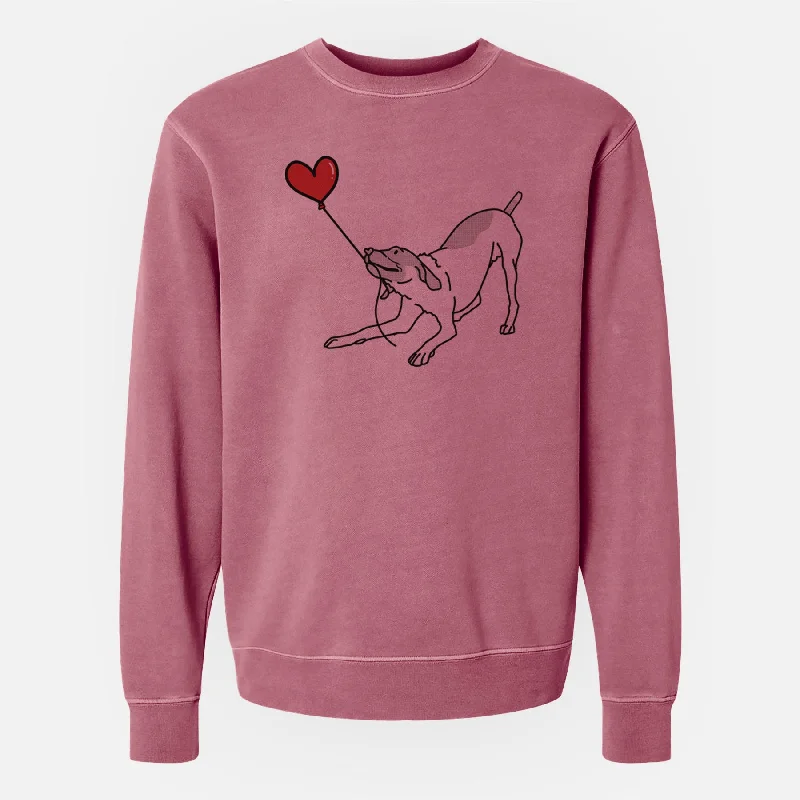 German Shorthaired Pointer Heart String - Unisex Pigment Dyed Crew Sweatshirt Hoodie with Relaxed Fit Easy Casual