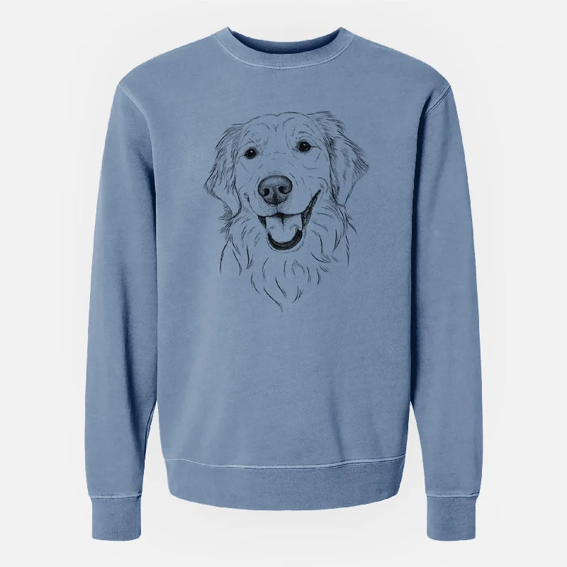 Bare Maple the Golden Retriever - Unisex Pigment Dyed Crew Sweatshirt Hoodie with Color Block Contrast Stylish