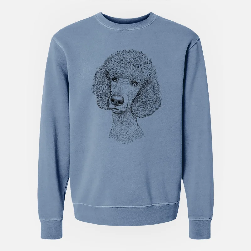 Bare Yuki the Poodle - Unisex Pigment Dyed Crew Sweatshirt Hoodie with Oversized Fit Loose Comfortable