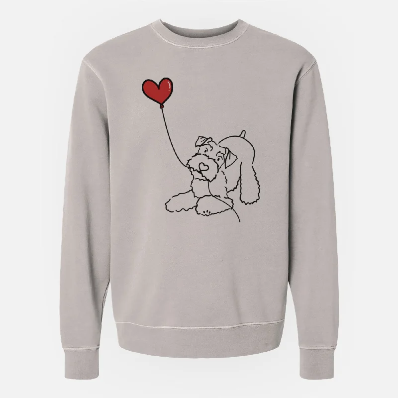 Mini Schnauzer Heart String - Unisex Pigment Dyed Crew Sweatshirt Hoodie with Camouflage Military Edgy