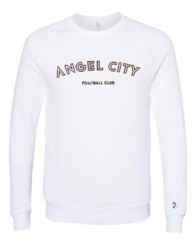 Angel City FC Unisex P22 Collection Crew Sweatshirt, White Cotton Hoodie Fleece Lining Warmth