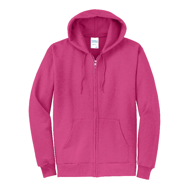 D2347 Core Fleece Full-Zip Hooded Sweatshirt Hoodie with Neon Bright Vibrant