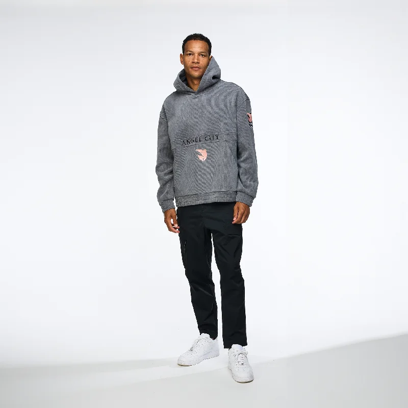 Angel City FC x Wild Collective Unisex Grey Corduroy Hoodie Hoodie with Half-Zip Sporty Casual