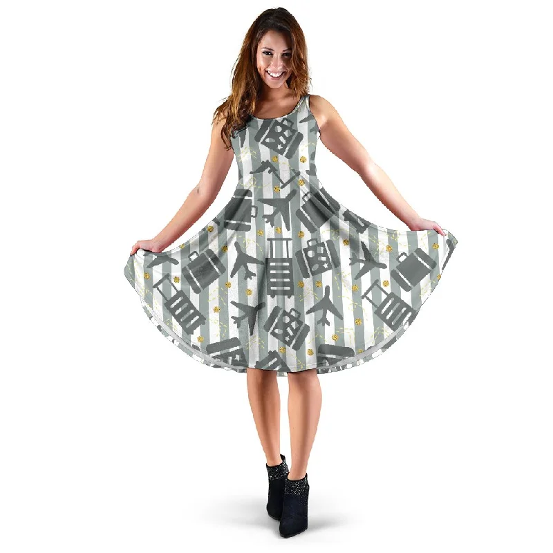 Airplane Luggage Pattern Print Dress Tunics Review highly