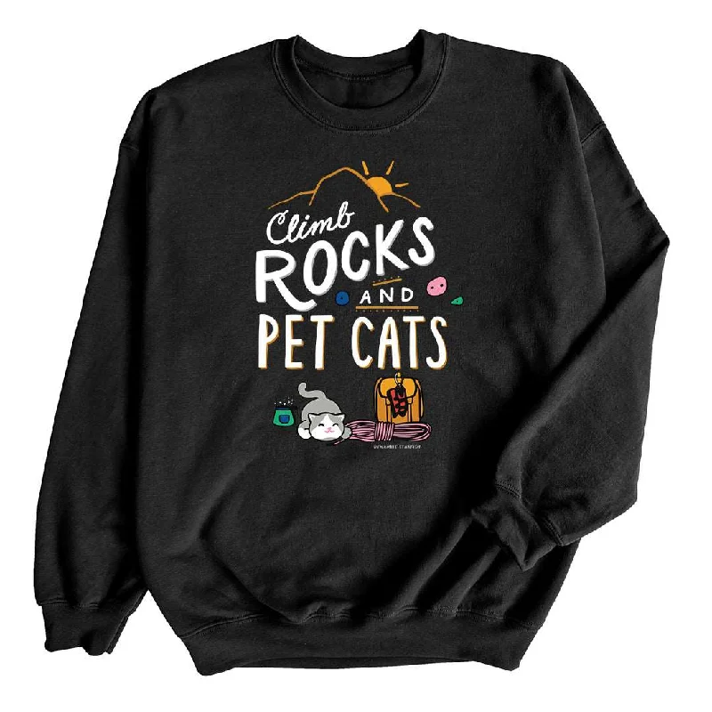 Climb Rocks and Pet Cats — Unisex Crewneck Sweatshirt Hoodie with Earth Tones Natural Calm Climb Rocks and Pet Cats — Unisex Crewneck Sweatshirt Hoodie with Earth Tones Natural Calm