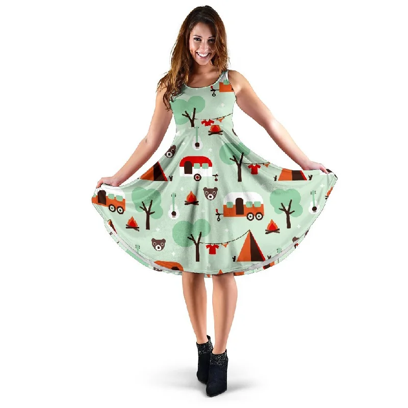 Camper Pattern Print Dress Tunics Wedding white