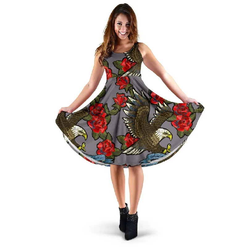 Eagle Rose Pattern Print Dress Tunics Luxurious high-end
