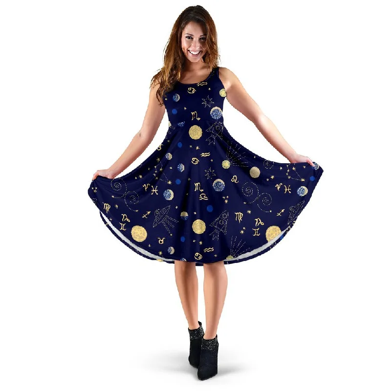 Constellation Print Pattern Dress Tunics Sophisticated sleek