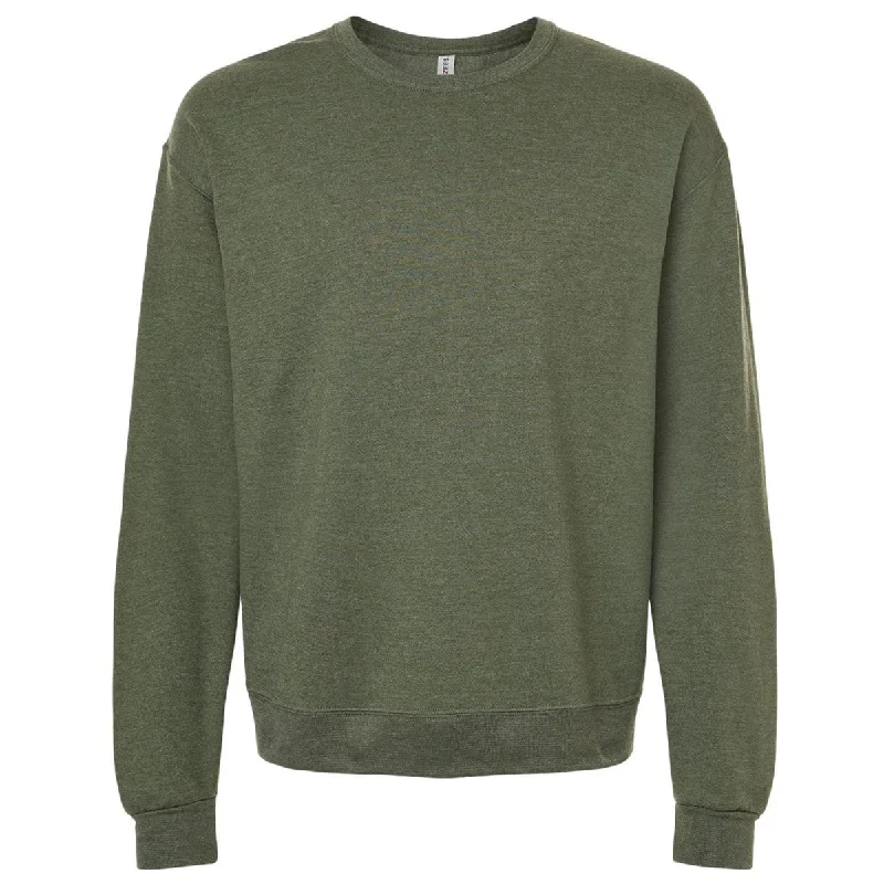 Jerzees Unisex Military Green Heather Ultimate CVC Crewneck Sweatshirt Hoodie with Puffed Sleeves Voluminous Trendy