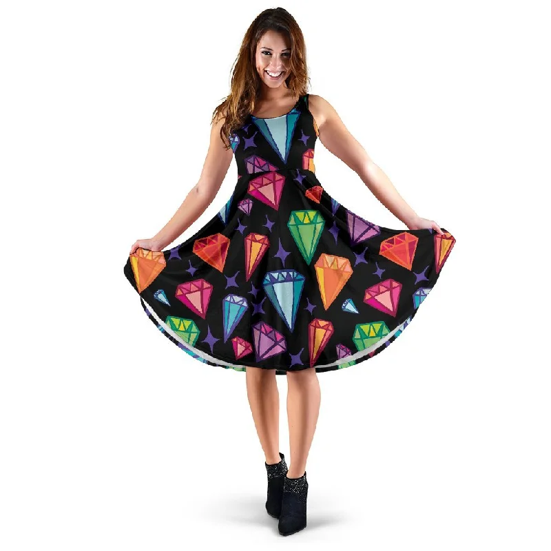 Diamond Colorful Print Pattern Dress Tunics Running lightweight