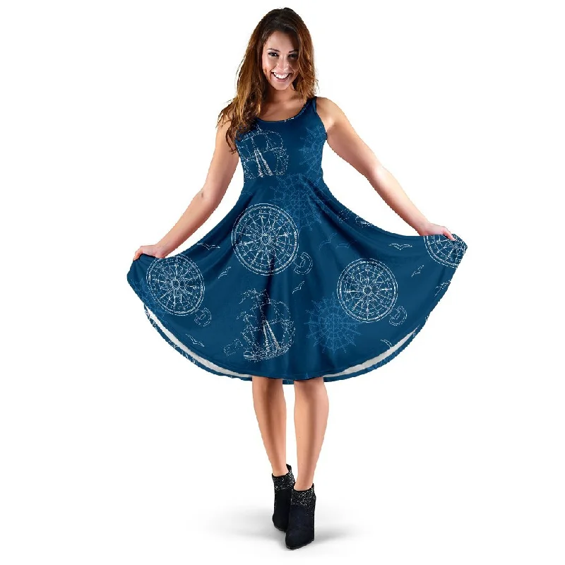 Compass Direction Pattern Print Dress Tunics Stylish modern