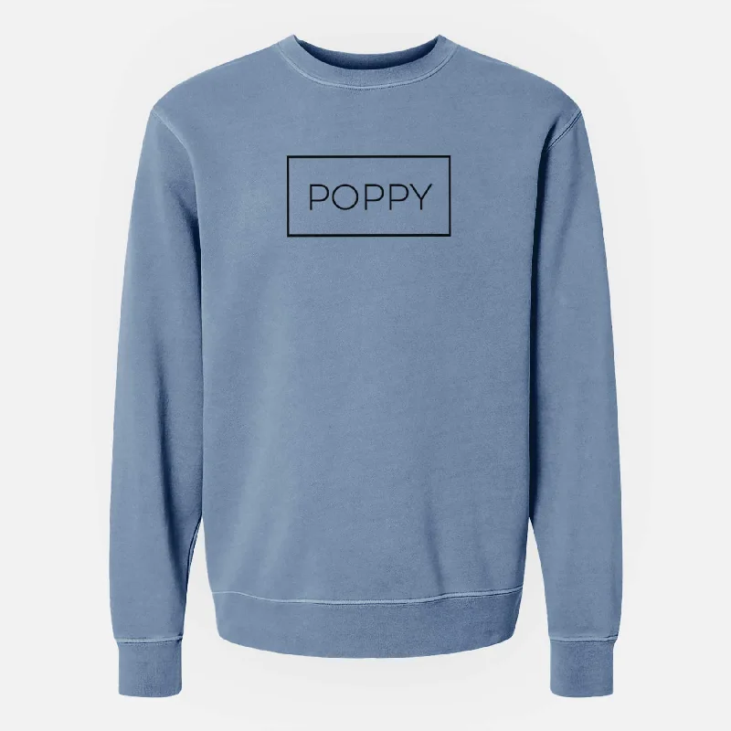 Poppy Boxed - 1 Line - Unisex Pigment Dyed Crew Sweatshirt Hoodie with Lining Warm Insulated