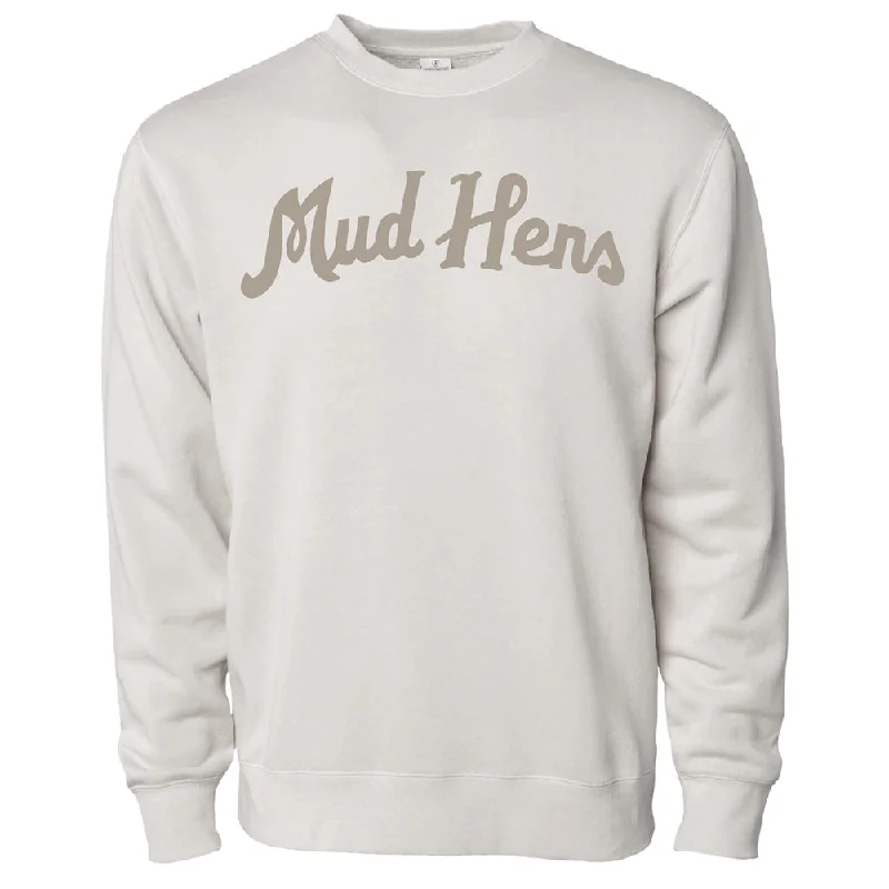 Toledo Mud Hens Retro Script Ivory Crewneck Sweatshirt Hoodie with Stripes Bold Sporty