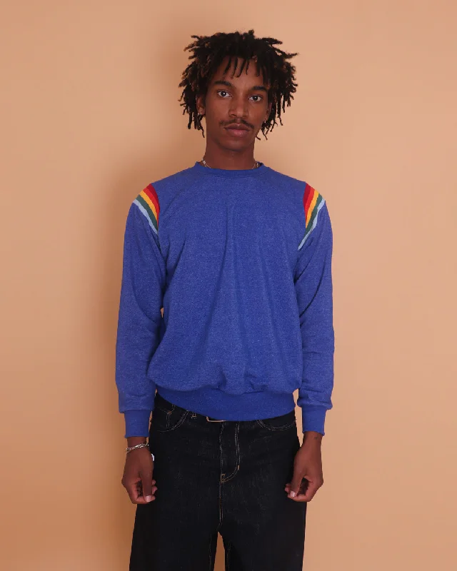 UNISEX CASCADES SWEATSHIRT - ROYAL Hoodie with Side Slits Relaxed Casual